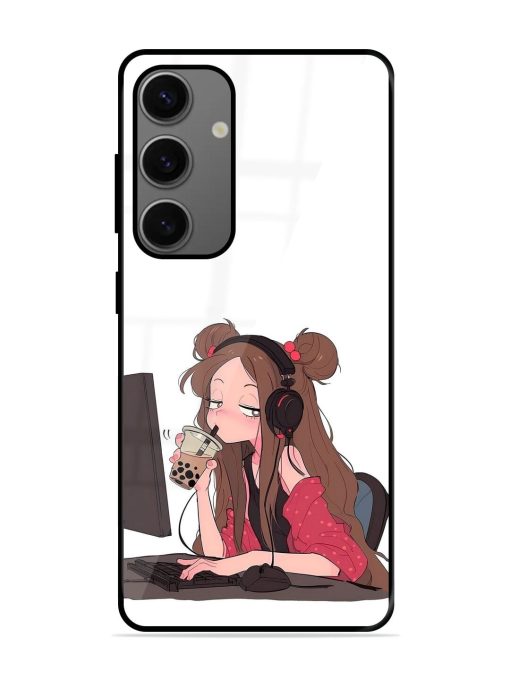 Girl Playing On Pc Glossy Soft Edge Case for Samsung Galaxy A25 (5G) Chachhi