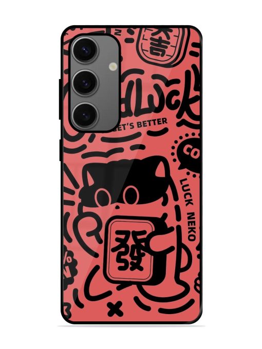 Lucky Cat Doodle Glossy Soft Edge Case for Samsung Galaxy A25 (5G) Chachhi