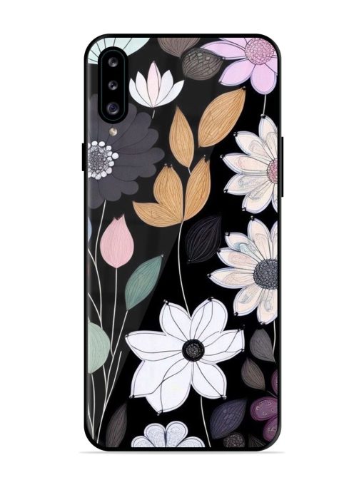 Whimsical Blooms On Black Glossy Soft Edge Case for Samsung Galaxy A30S Chachhi