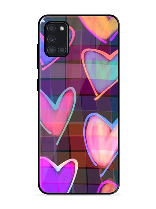 Neon Hearts Glossy Soft Edge Case for Samsung Galaxy A31 Chachhi