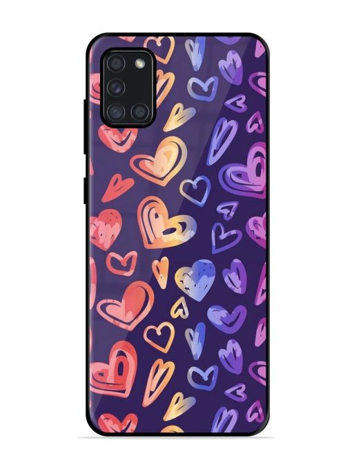 Rainbow Hearts Glossy Soft Edge Case for Samsung Galaxy A31 Chachhi