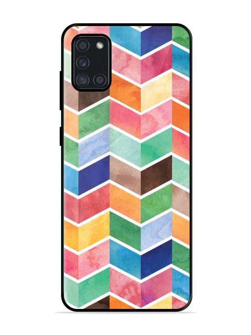 Watercolor Chevron Whimsy Glossy Soft Edge Case for Samsung Galaxy A31 Chachhi