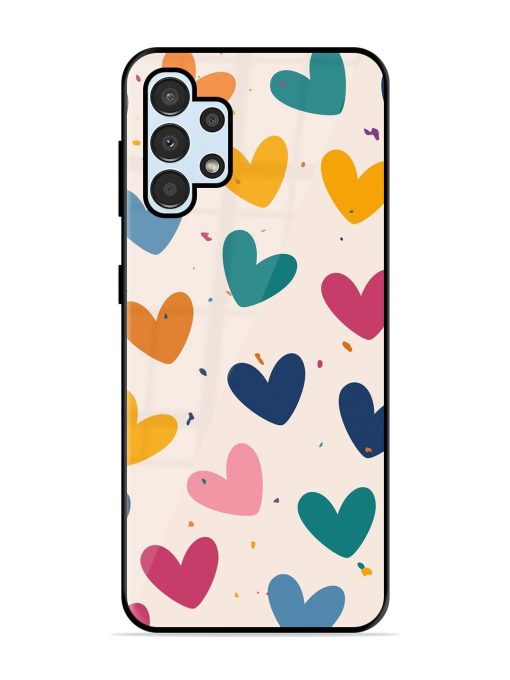 Rainbow Hearts Glossy Soft Edge Case for Samsung Galaxy A32 (4G) Chachhi