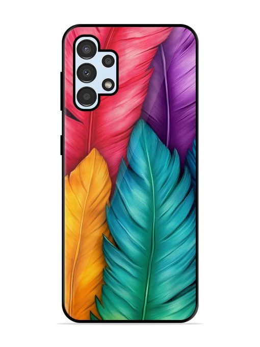 Rainbow Feathers Glossy Soft Edge Case for Samsung Galaxy A32 (4G) Chachhi