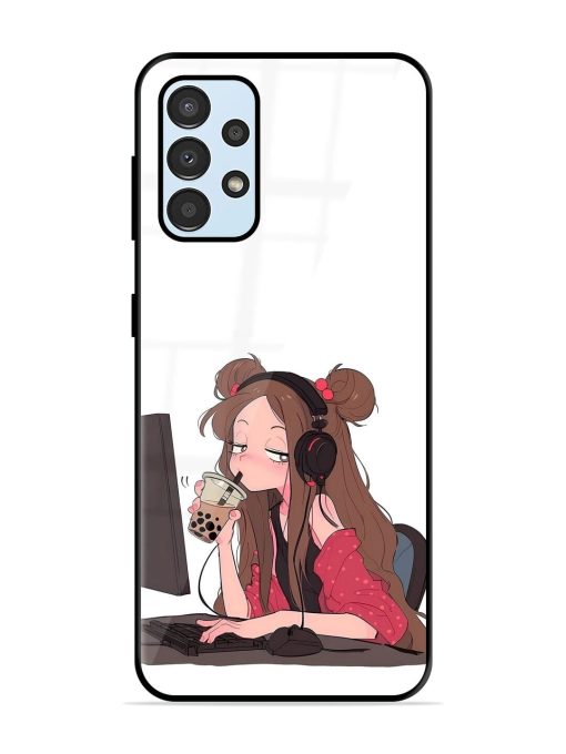 Girl Playing On Pc Glossy Soft Edge Case for Samsung Galaxy A33 (5G) Chachhi