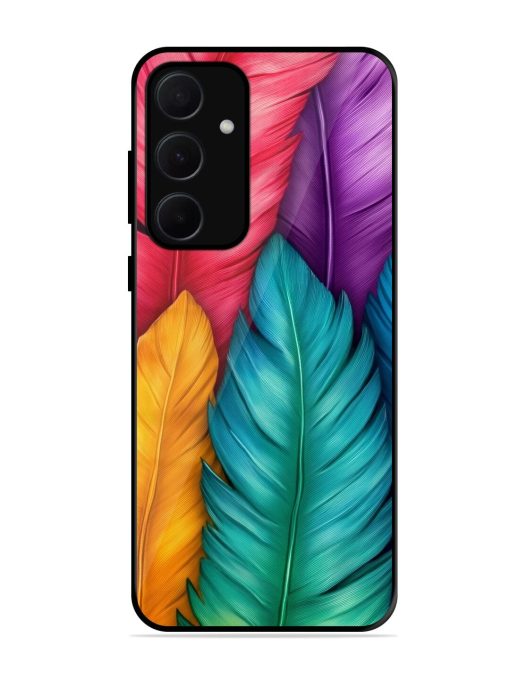 Rainbow Feathers Glossy Soft Edge Case for Samsung Galaxy A35 (5G) Chachhi