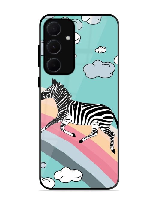 Zebra On A Rainbow Glossy Soft Edge Case for Samsung Galaxy A35 (5G) Chachhi