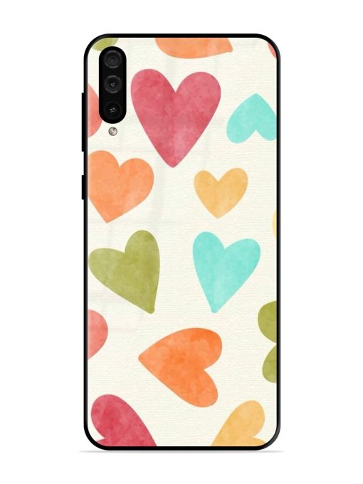 Watercolor Hearts Glossy Soft Edge Case for Samsung Galaxy A50 Chachhi