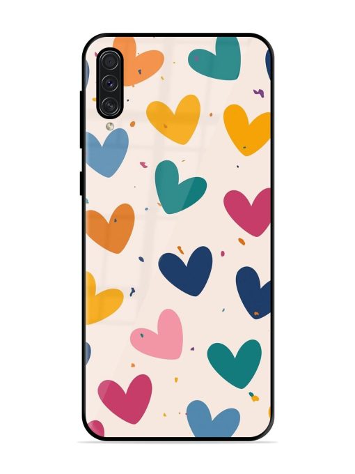 Rainbow Hearts Glossy Soft Edge Case for Samsung Galaxy A50S Chachhi