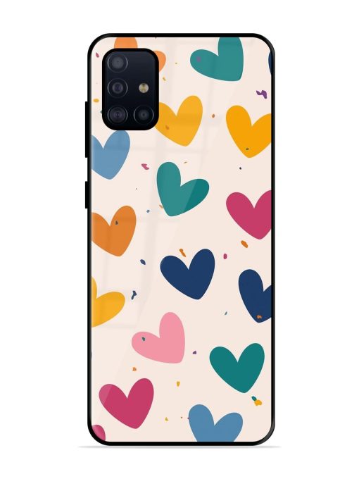 Rainbow Hearts Glossy Soft Edge Case for Samsung Galaxy A51 Chachhi