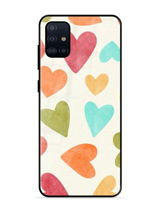 Watercolor Hearts Glossy Soft Edge Case for Samsung Galaxy A51 Chachhi