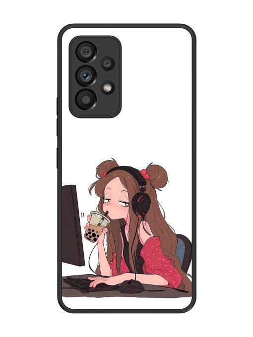 Girl Playing On Pc Glossy Soft Edge Case for Samsung Galaxy A53 (5G) Chachhi