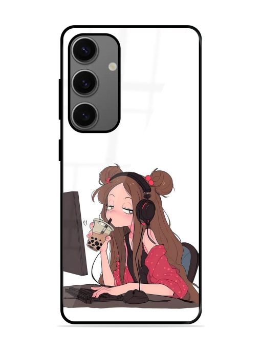 Girl Playing On Pc Glossy Soft Edge Case for Samsung Galaxy A55 (5G) Chachhi