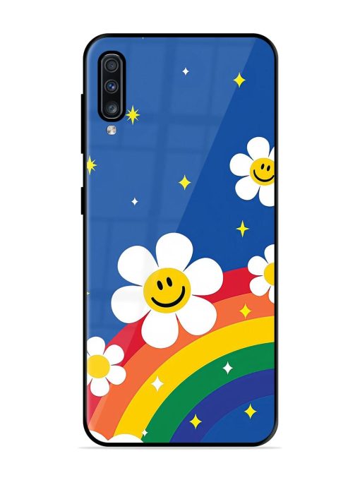 Happy Daisies And Rainbow Sky Glossy Soft Edge Case for Samsung Galaxy A70 Chachhi