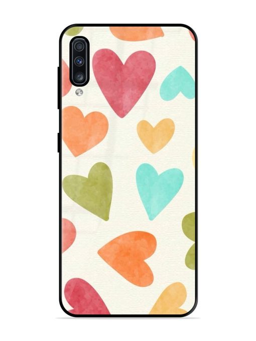 Watercolor Hearts Glossy Soft Edge Case for Samsung Galaxy A70 Chachhi