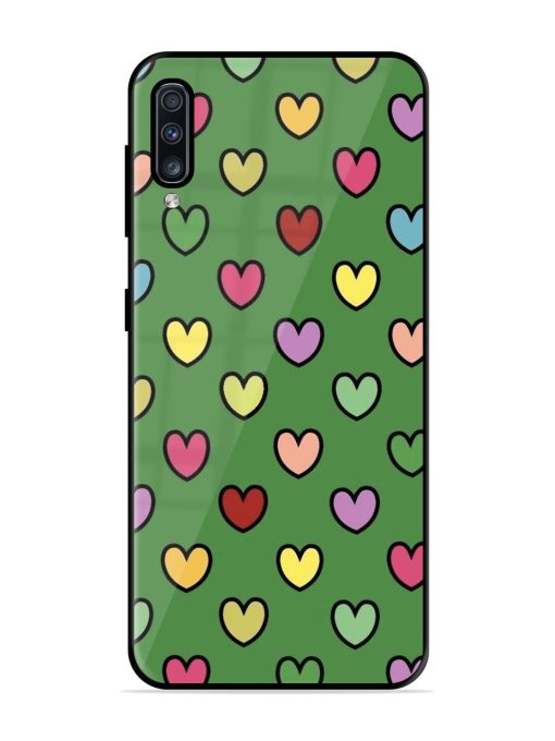 Rainbow Heart Parade Glossy Soft Edge Case for Samsung Galaxy A70 Chachhi