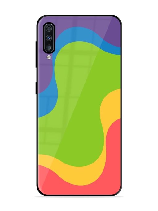 Wavy Rainbow Wonderland Glossy Soft Edge Case for Samsung Galaxy A70 Chachhi