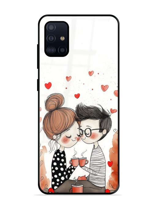 Couple Seating With Coffee Glossy Soft Edge Case for Samsung Galaxy A71