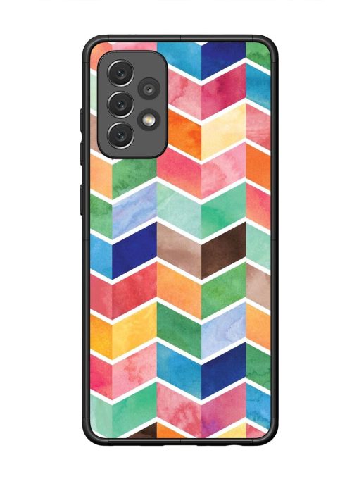 Watercolor Chevron Whimsy Glossy Soft Edge Case for Samsung Galaxy A72 Chachhi