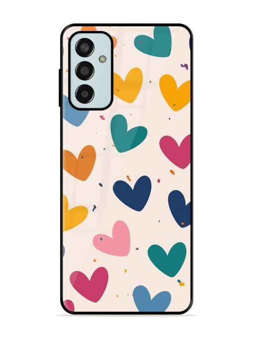 Rainbow Hearts Glossy Soft Edge Case for Samsung Galaxy F13 Chachhi