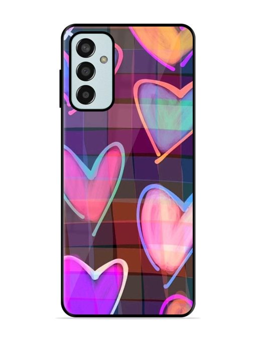 Neon Hearts Glossy Soft Edge Case for Samsung Galaxy F13 Chachhi