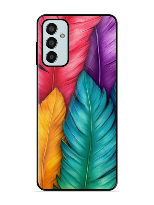 Rainbow Feathers Glossy Soft Edge Case for Samsung Galaxy F13 Chachhi