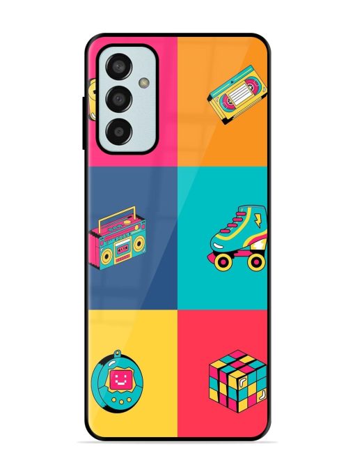 90S Throwback Grid Glossy Soft Edge Case for Samsung Galaxy F13 Chachhi