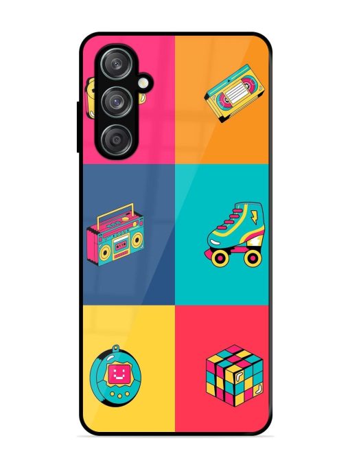 90S Throwback Grid Glossy Soft Edge Case for Samsung Galaxy F15 (5G) Chachhi