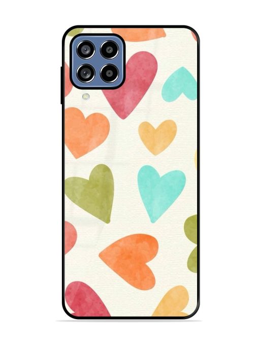 Watercolor Hearts Glossy Soft Edge Case for Samsung Galaxy F22 Chachhi