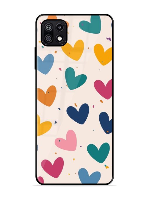 Rainbow Hearts Glossy Soft Edge Case for Samsung Galaxy F42 (5G) Chachhi