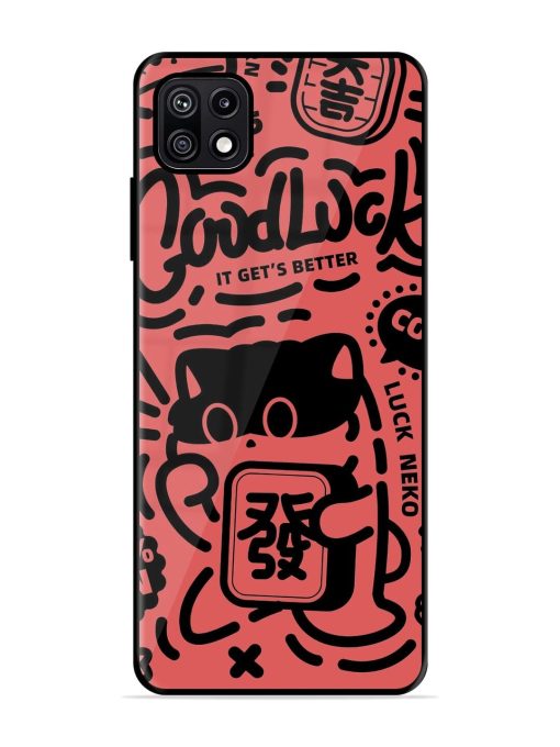 Lucky Cat Doodle Glossy Soft Edge Case for Samsung Galaxy F42 (5G) Chachhi