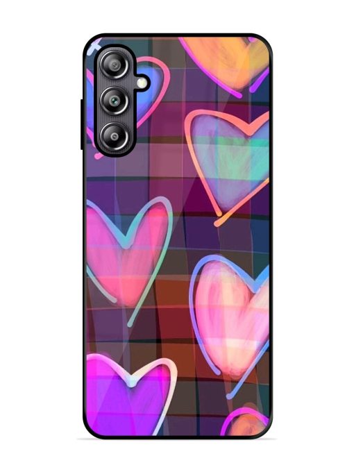 Neon Hearts Glossy Soft Edge Case for Samsung Galaxy F54 (5G) Chachhi