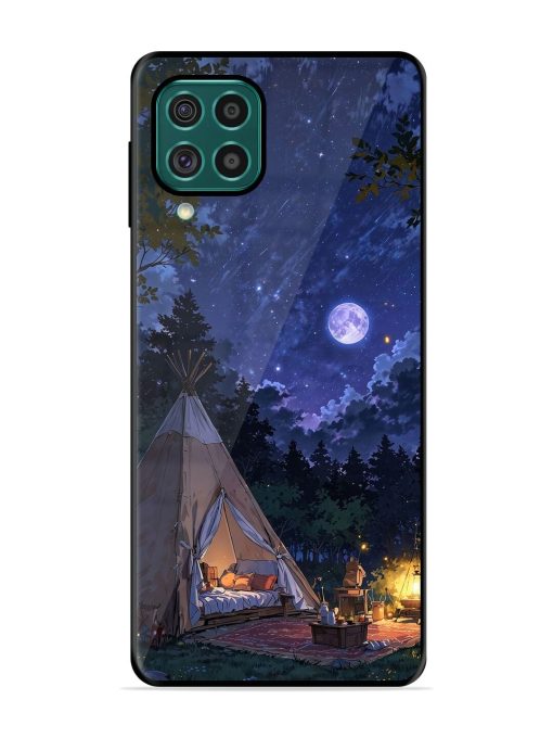 Moonlight Camping Glossy Soft Edge Case for Samsung Galaxy F62 Chachhi