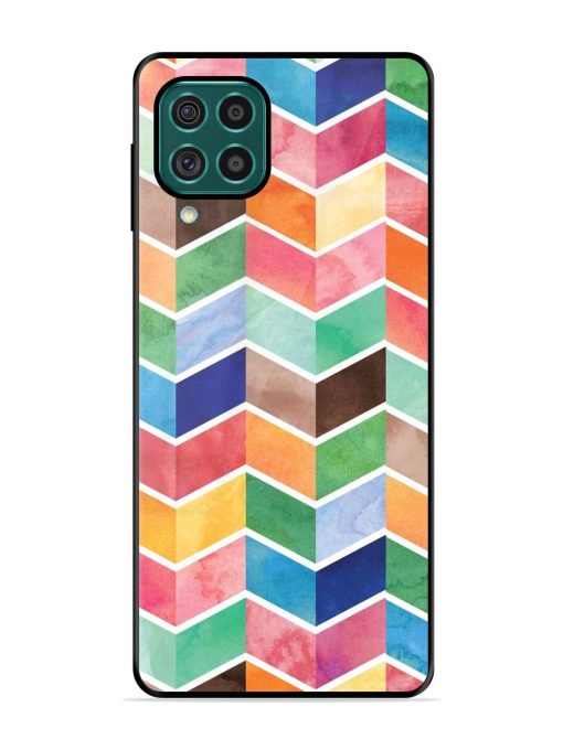 Watercolor Chevron Whimsy Glossy Soft Edge Case for Samsung Galaxy F62 Chachhi