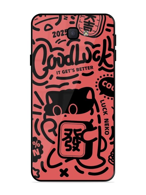 Lucky Cat Doodle Glossy Soft Edge Case for Samsung Galaxy J7 Prime Chachhi