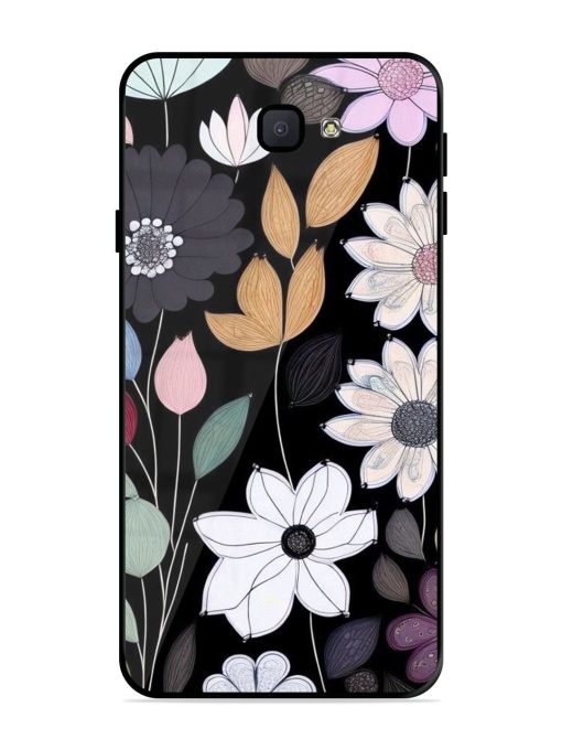 Whimsical Blooms On Black Glossy Soft Edge Case for Samsung Galaxy J7 Prime Chachhi