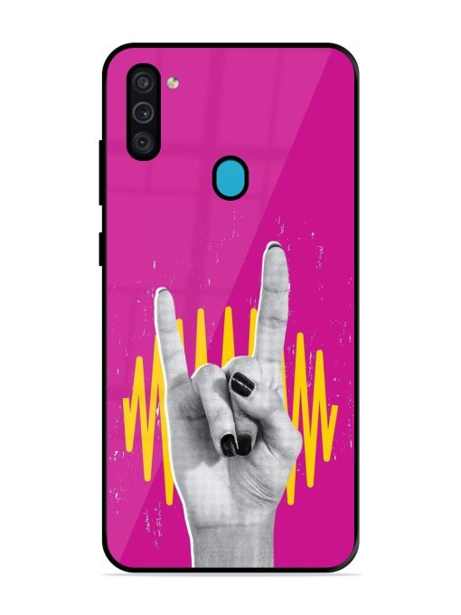 Rock Hand Glossy Soft Edge Case for Samsung Galaxy M11 Chachhi