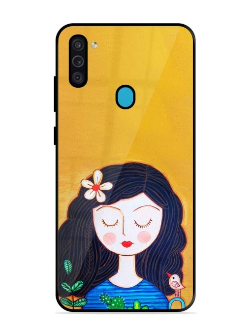 Girl Illustration Glossy Soft Edge Case for Samsung Galaxy M11 Chachhi