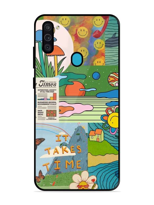 Groovy Vibes Glossy Soft Edge Case for Samsung Galaxy M11 Chachhi