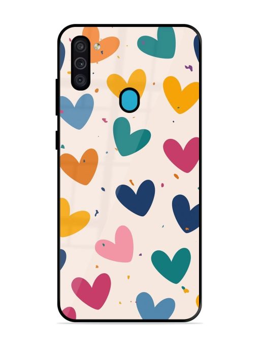 Rainbow Hearts Glossy Soft Edge Case for Samsung Galaxy M11 Chachhi