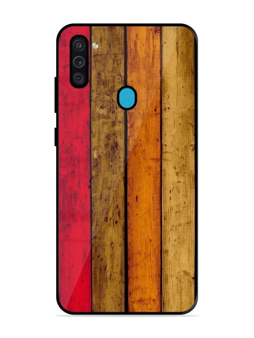 Colorful Woodgrain Glossy Soft Edge Case for Samsung Galaxy M11 Chachhi