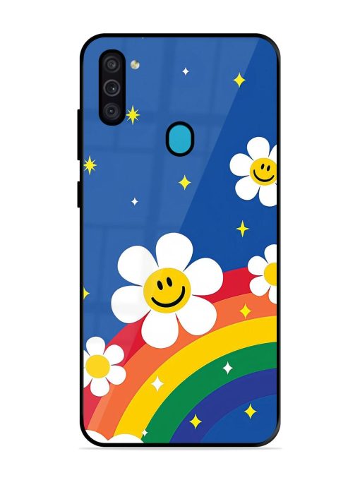 Happy Daisies And Rainbow Sky Glossy Soft Edge Case for Samsung Galaxy M11 Chachhi