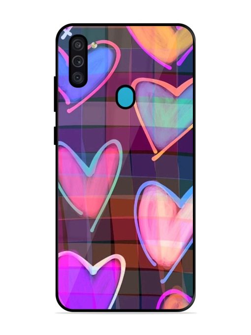 Neon Hearts Glossy Soft Edge Case for Samsung Galaxy M11 Chachhi