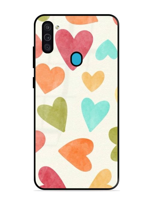 Watercolor Hearts Glossy Soft Edge Case for Samsung Galaxy M11 Chachhi