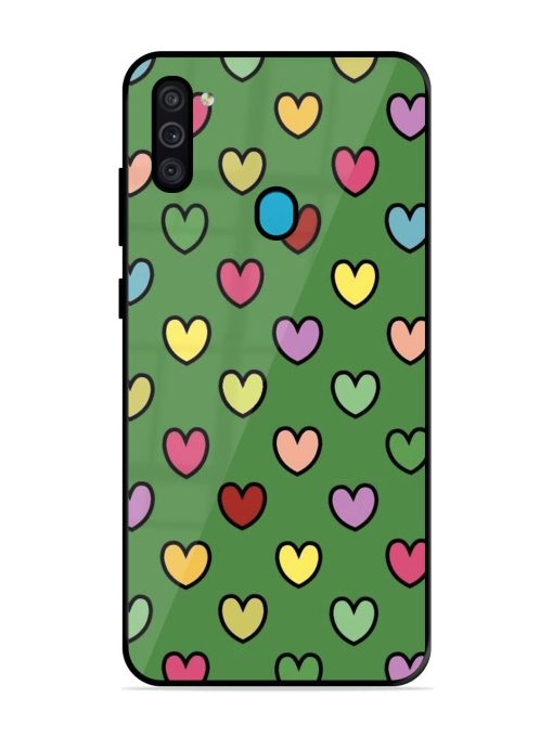 Rainbow Heart Parade Glossy Soft Edge Case for Samsung Galaxy M11 Chachhi