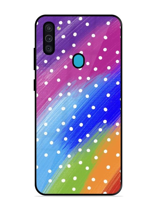 Rainbow Polka Dot Dream Glossy Soft Edge Case for Samsung Galaxy M11 Chachhi