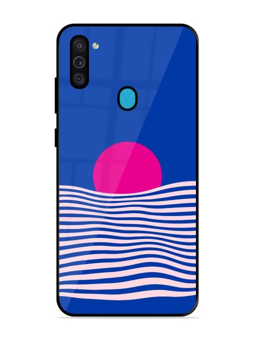 Pink Sunset Over Blue Waves Glossy Soft Edge Case for Samsung Galaxy M11 Chachhi