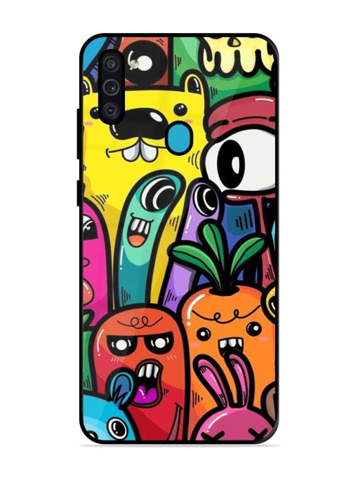 Whimsical Doodle Chaos Glossy Soft Edge Case for Samsung Galaxy M11 Chachhi