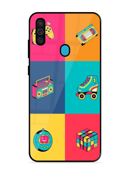 90S Throwback Grid Glossy Soft Edge Case for Samsung Galaxy M11 Chachhi