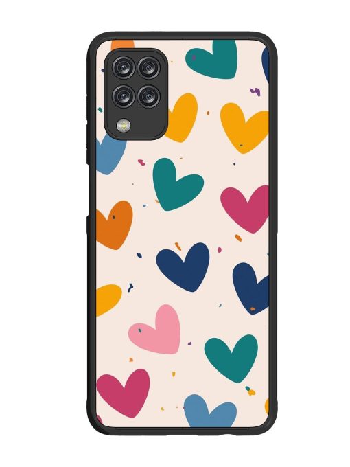 Rainbow Hearts Glossy Soft Edge Case for Samsung Galaxy M12 Chachhi